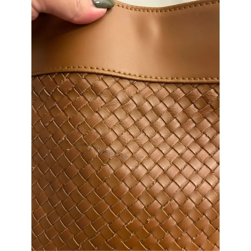 Valentina Fiore woven genuine Italian leather shoulder bucket bag minimalist - Picture 13 of 16